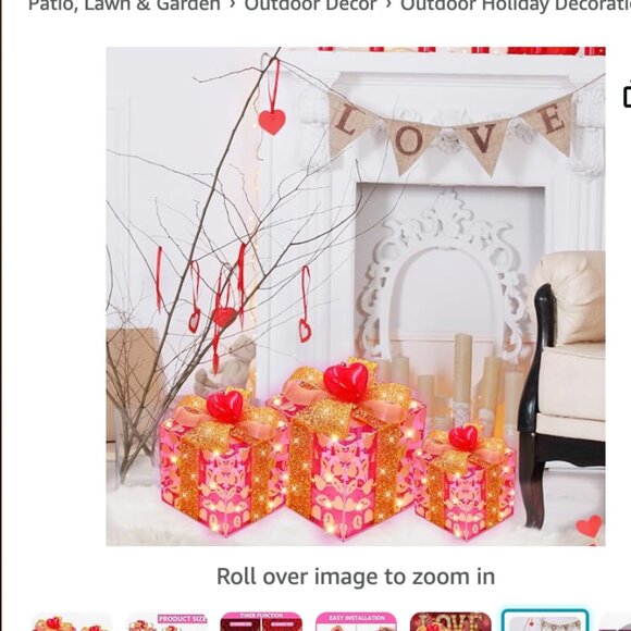 Timer & 8 Modes ] 3 Pack Red Valentines Gift Boxes Decor Lighted With 3D Hearts - Picture 7 of 8